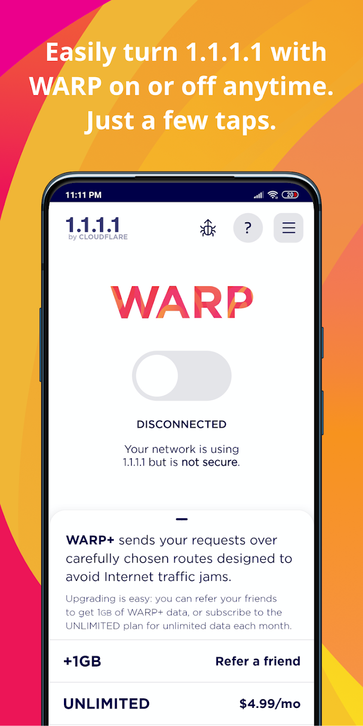 1.1.1.1 + WARP screenshot 1