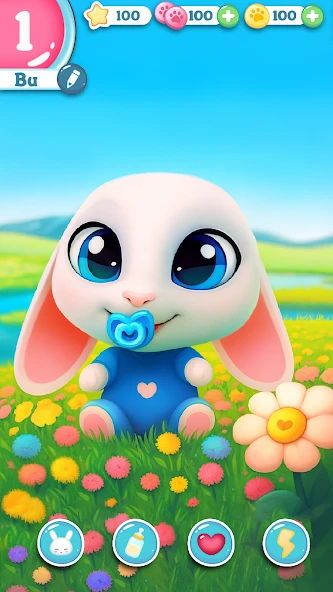 Bu the Baby Bunny - Cute pet care game screenshot 1