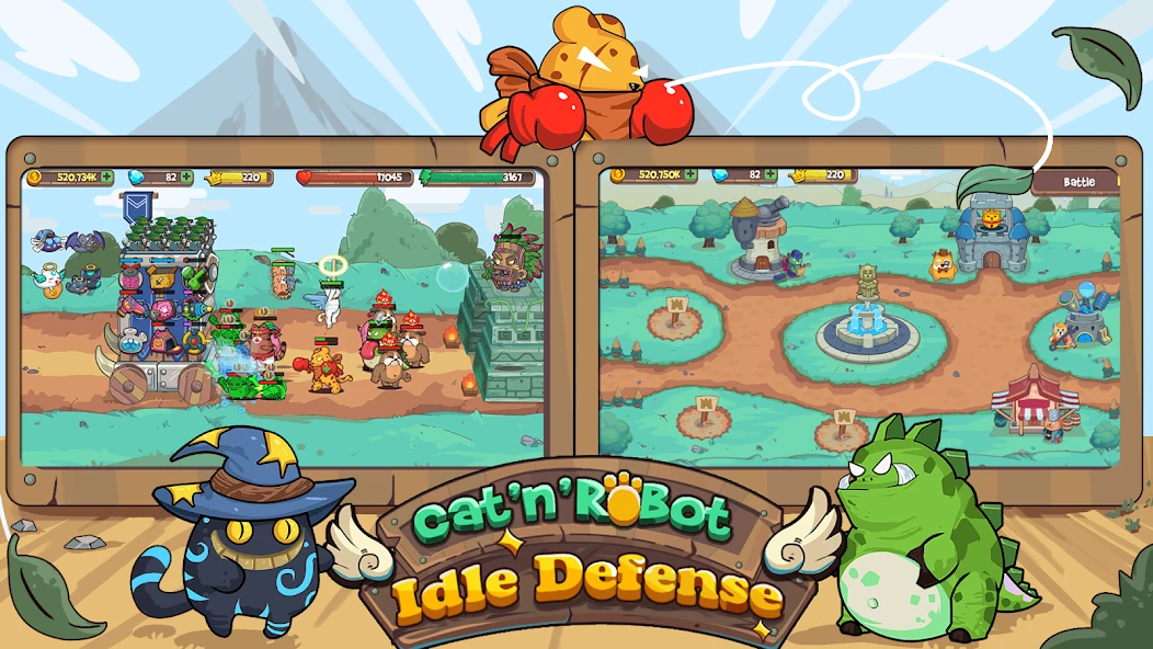 Cat'n'Robot: Idle Defense - Cute Castle TD Game screenshot 2