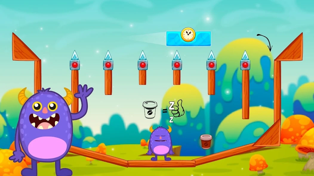 Alarmy & Monsters: physics puzzle game screenshot 2