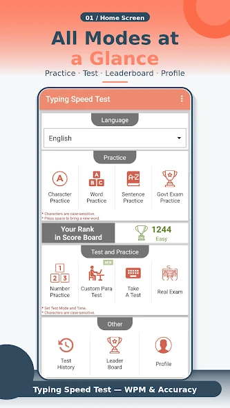Typing Speed Test – Typing Master – Offline APK screenshot 1
