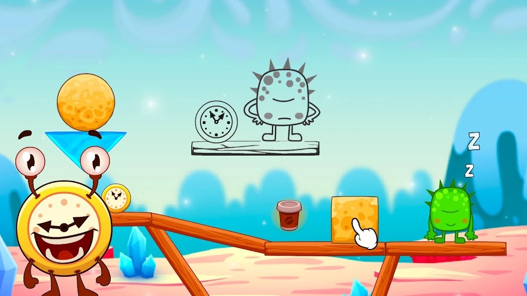 Alarmy & Monsters: physics puzzle game screenshot 1