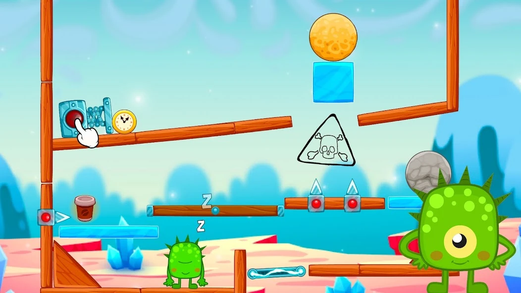 Alarmy & Monsters: physics puzzle game screenshot 3