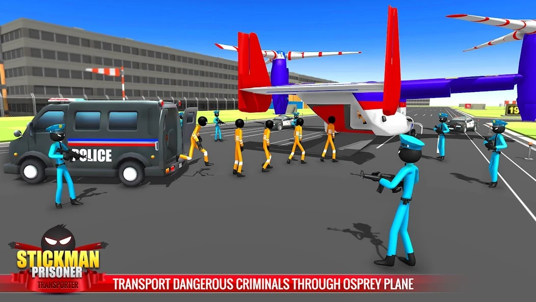 US Police Stickman Criminal Plane Transporter Game screenshot 4